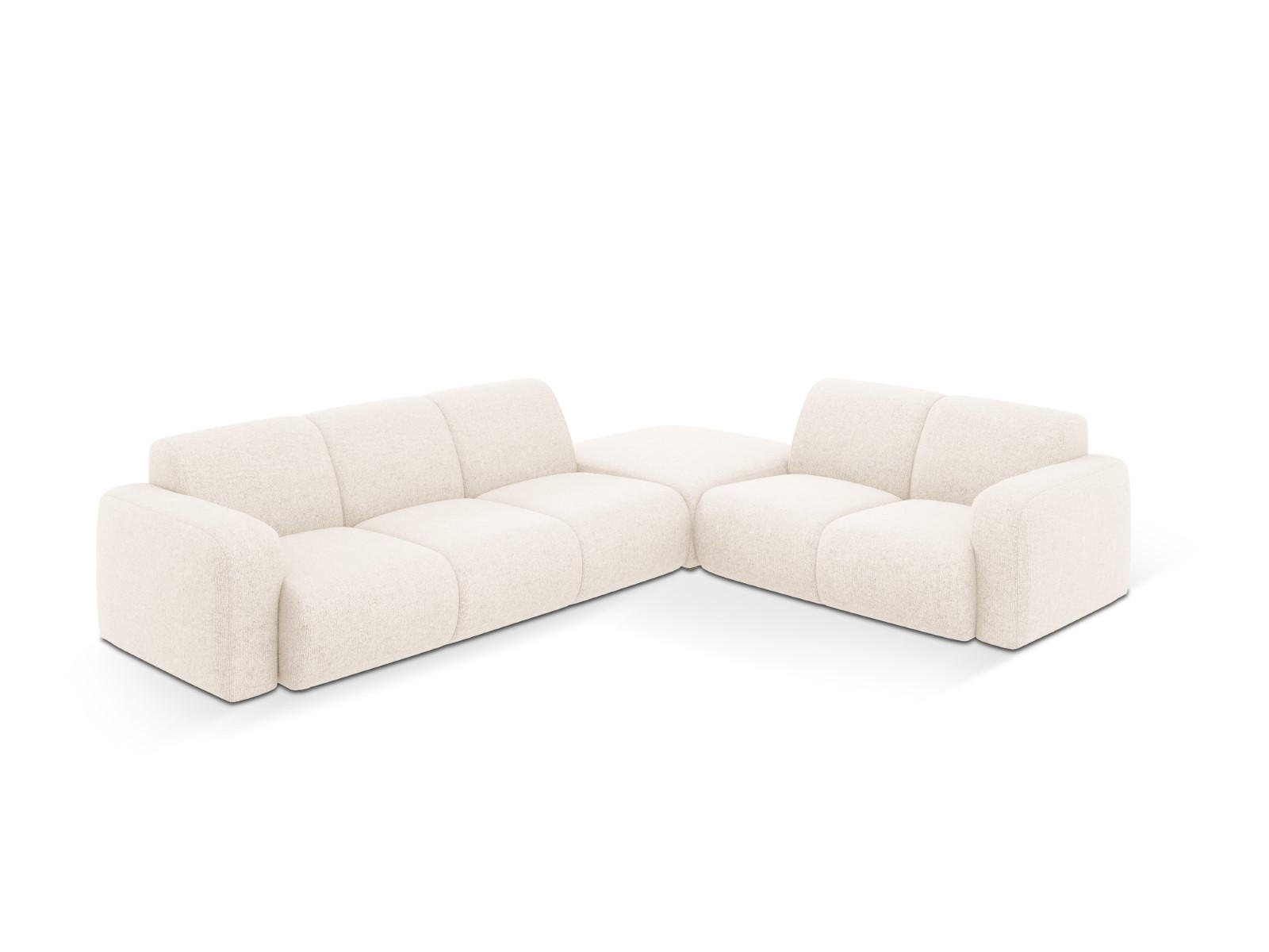 ECKSOFA rechts Molino aus Chenille-Stoff leichtes beige 6 Sitzplätze - Creme, Textil (250/315cm) - Micadoni