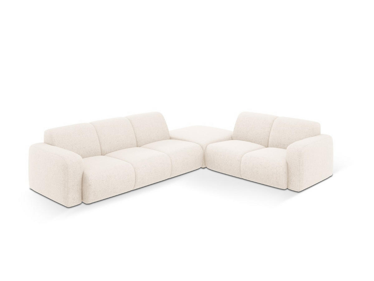 ECKSOFA rechts Molino aus Chenille-Stoff leichtes beige 6 Sitzplätze - Creme, Textil (250/315cm) - Micadoni