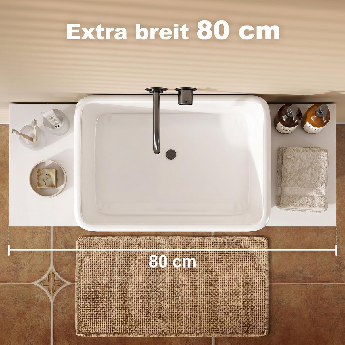 BADEZIMMERSCHRANK Weiß 30.0/80.0/60.0 cm - Weiß, Holzwerkstoff (80/60/30cm)