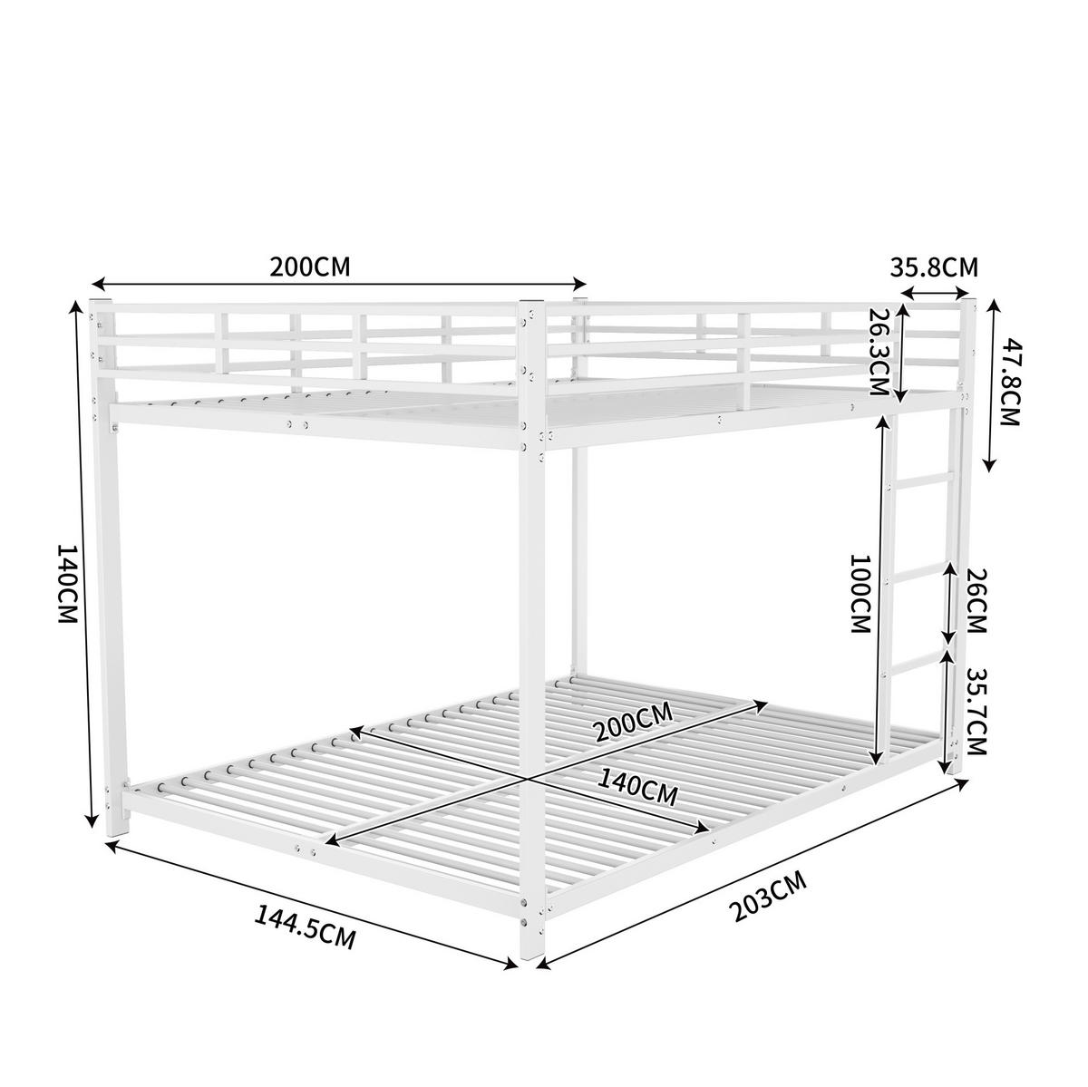 ETAGENBETT 140/200 cm Weiß aus Metall für Kinder - Weiß, Metall (140/200cm) - MIVRAY