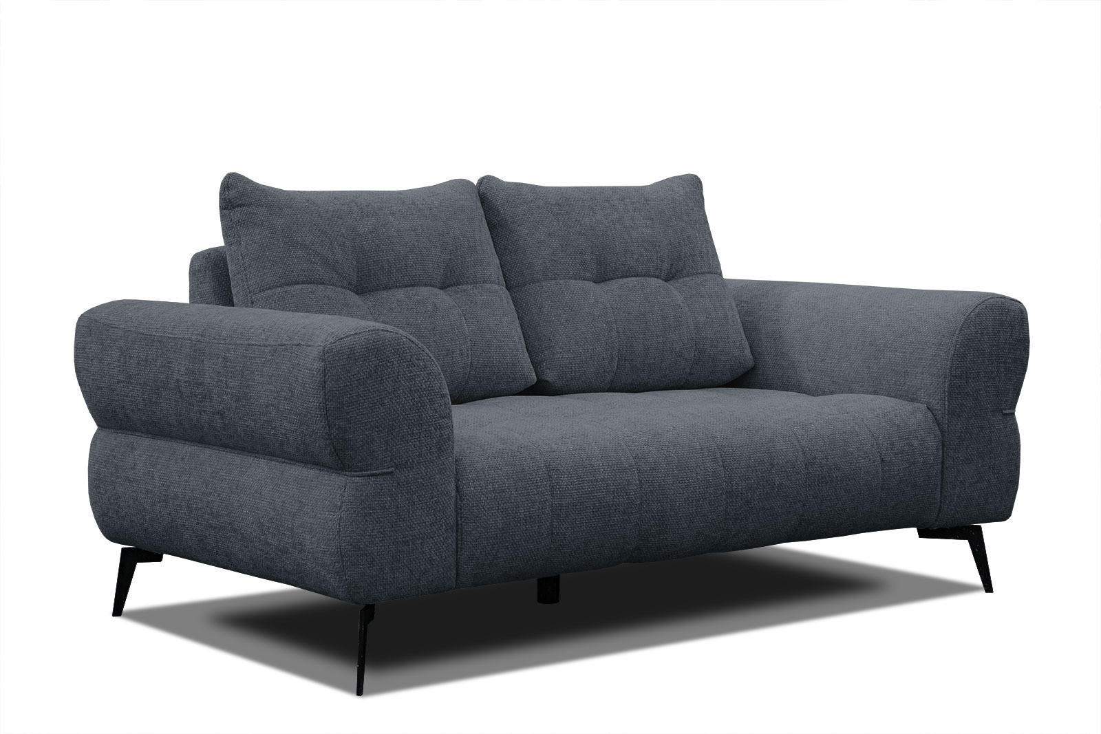 SOFA SALVINI 2-Sitzer, dunkelblau - Schwarz/Dunkelblau, Holzwerkstoff/Textil (176/88/99cm) - Courtois Laville