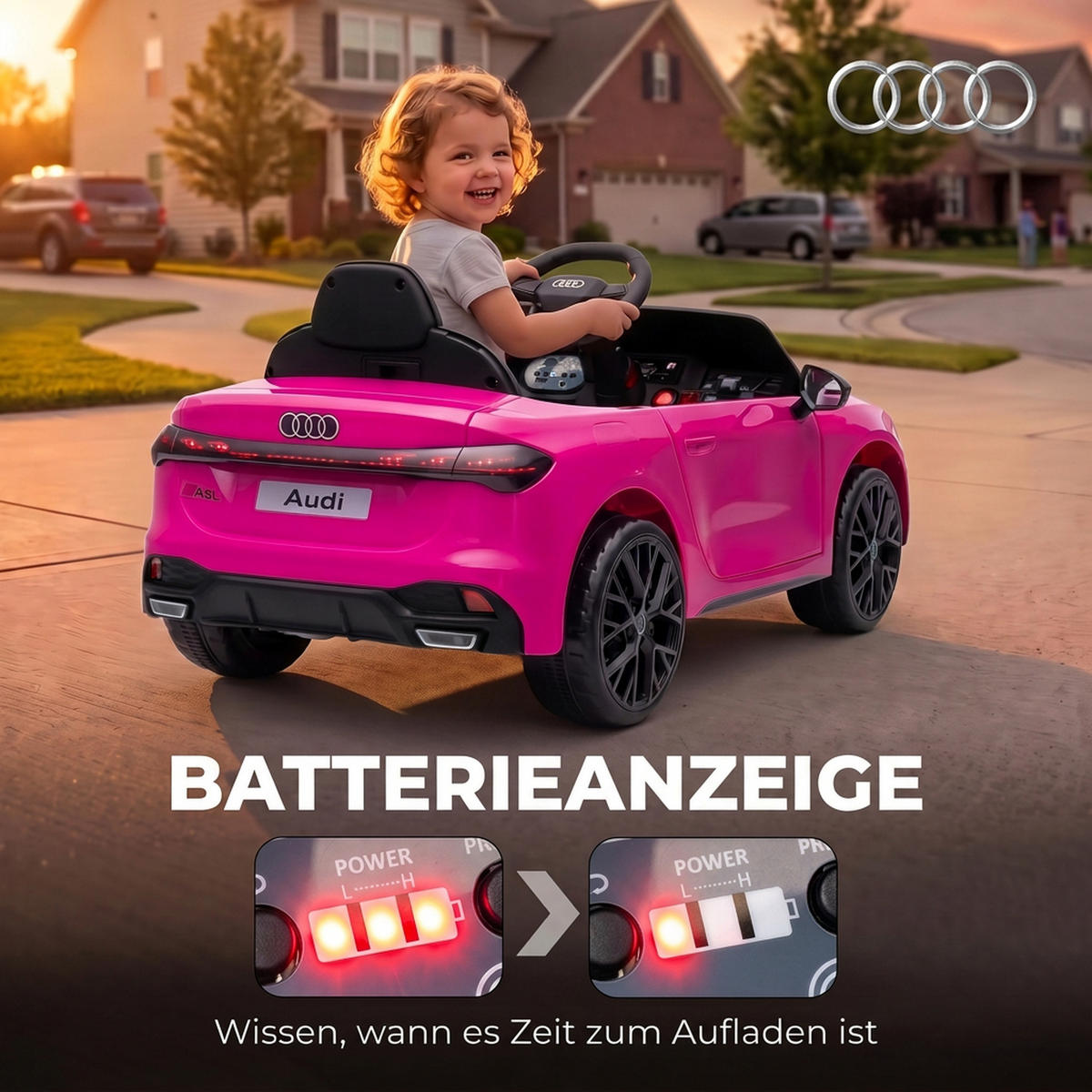 KINDER-ELEKTROAUTO Kunststoff Rosa - Rosa, Kunststoff (101/55/43cm) - AIYAPLAY