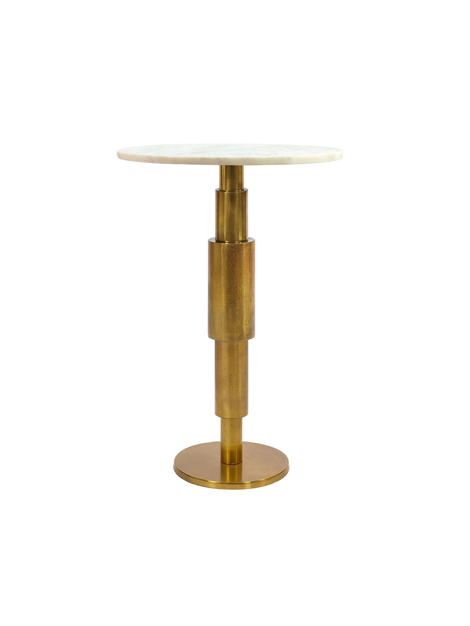 BEISTELLTISCH ESLA, Marmor, handgefertigt, Weiß-Gold, Ø 37 x 59 cm - Goldfarben/Weiß, Stein/Metall (37/37/59cm) - KADIMA DESIGN