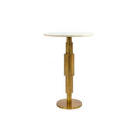 BEISTELLTISCH ESLA, Marmor, handgefertigt, Weiß-Gold, Ø 37 x 59 cm - Goldfarben/Weiß, Stein/Metall (37/37/59cm) - KADIMA DESIGN