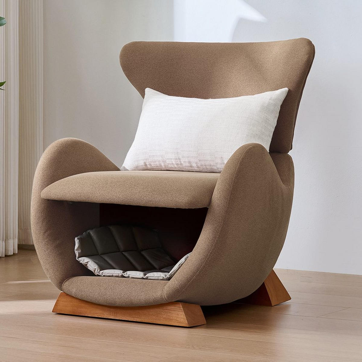 DESIGNER-SESSEL WALHAI-OPTIK, KRATZFEST, HAUSTIER-FREUNDLICH - Braun, Textil (66.04/45.72/66.04cm)