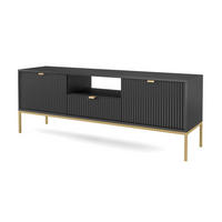 TV-SCHRANK 154 cm Galla mit Schublade, 2 Türen, gold accessories, Schwarz + Gold - Goldfarben/Schwarz, Holz (154/56/39cm) - Emporius