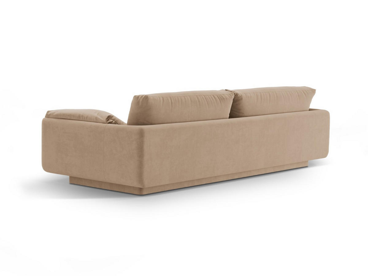 SOFA Torino aus Samt sandfarben 3 Sitzplätze - Sandfarben, Textil (103/83/220cm) - Micadoni