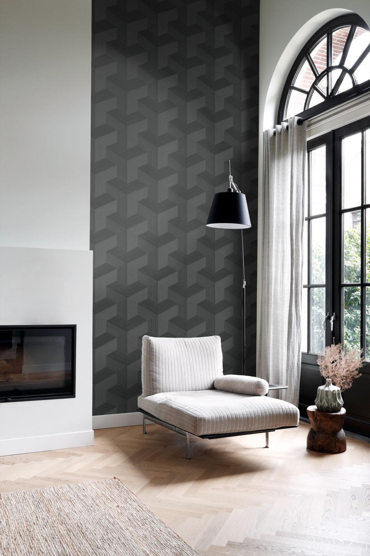 TAPETE 3D-Muster 53 cm x 10.05 m - Schwarz, Papier (53/1000cm) - Origin Wallcoverings