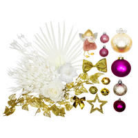 LAALU CHRISTBAUMKUGEL-SET 37 Stück in Box PINK DECORATIONS für Weihnachtsbaum bis zu 100 cm - Goldfarben/Weiß, Glas/Kunststoff (20/12/30cm) - LAALU