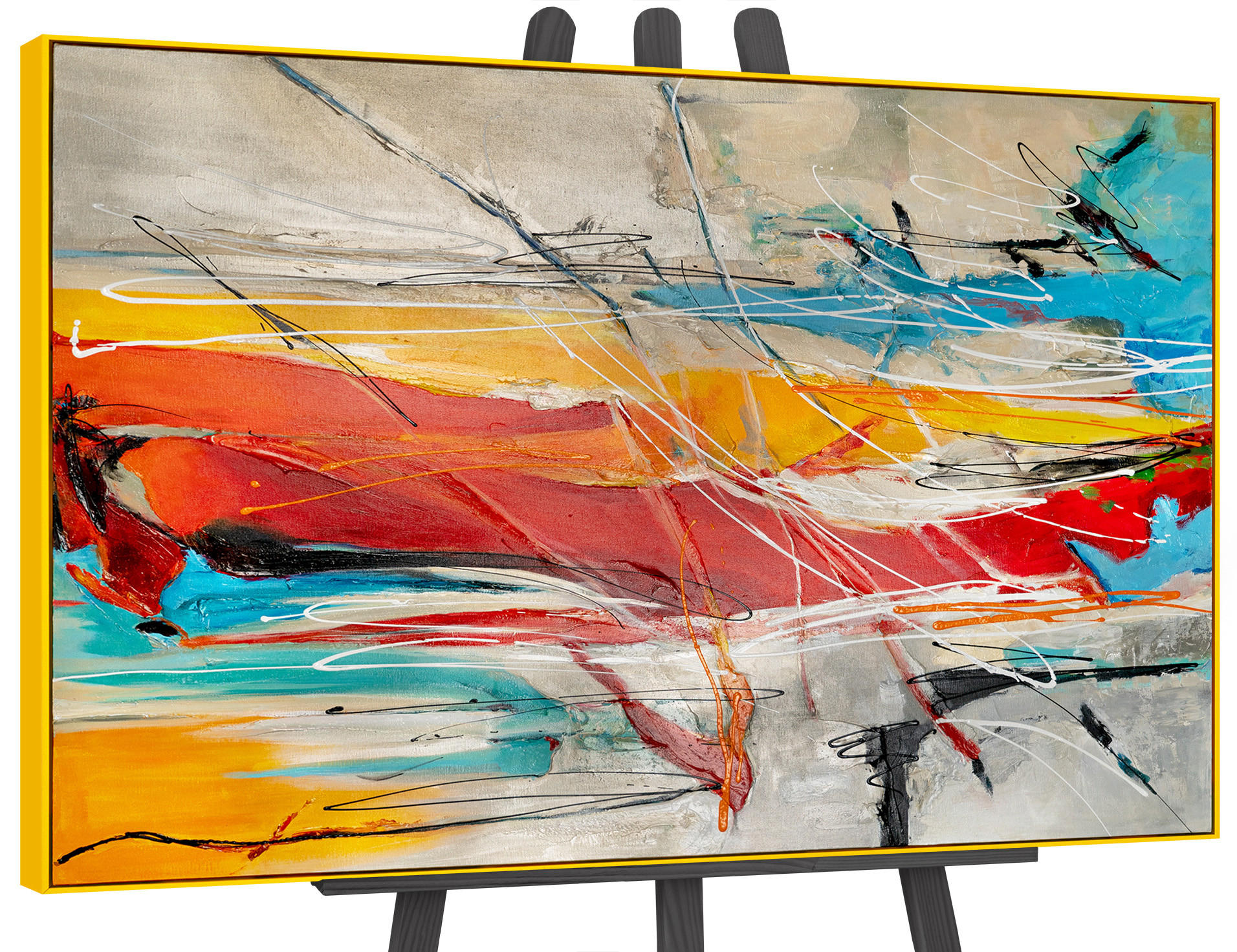 GEMÄLDE Farbige Harmonien II Schattenfugenrahmen Gelb 140x100 cm - Gelb, Holz (140/100cm) - YS-art gallery