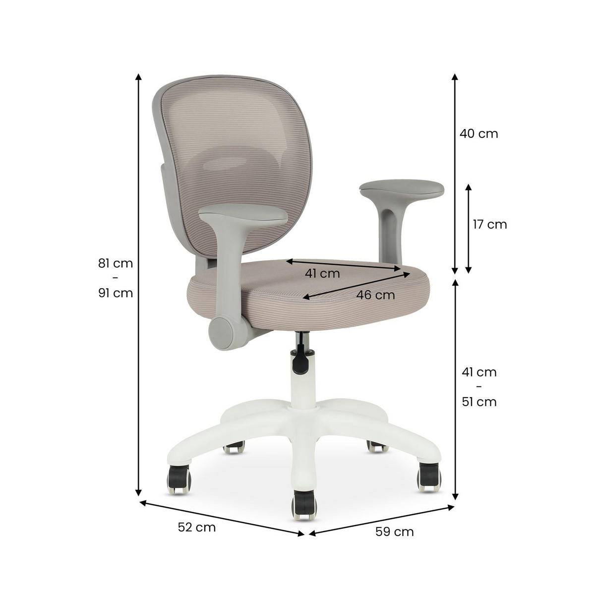 KINDERDREHSTUHL AMELIA - Grau, Textil (57/90/50cm) - IDIMEX