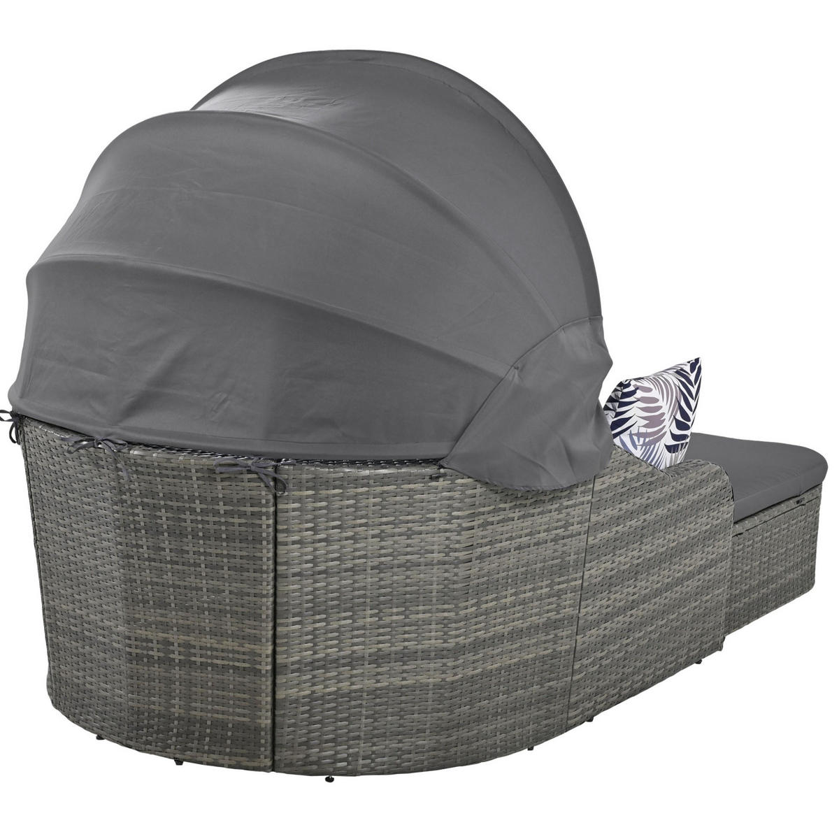 LOUNGESOFA aus Rattan & Metal 203x120x126 cm in Grau mit Baldachin - Grau, Metall (120/126/203cm) - Modfu