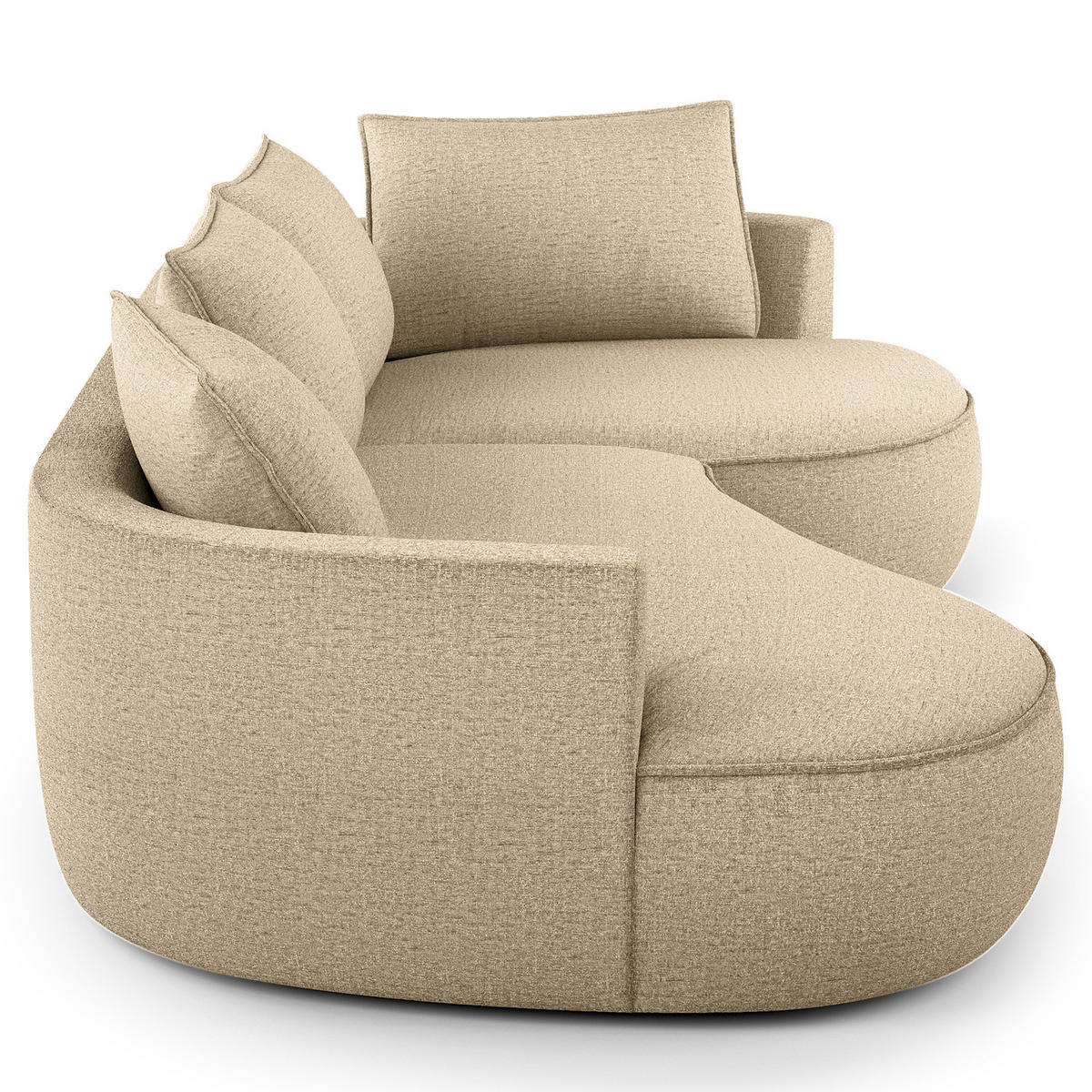 BIGSOFA - Taupe/Schwarz, Kunststoff/Textil (322/82/154cm) - home24