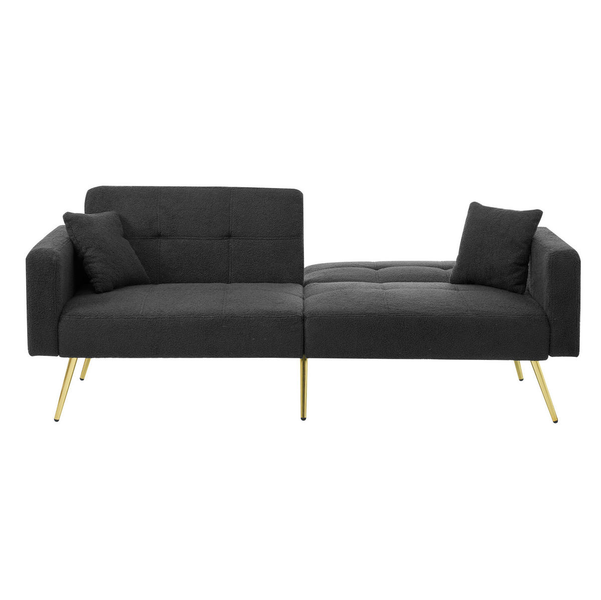 SCHLAFSOFA 175/64/72 cm in Antikgrau – verstellbar mit Seitentaschen - Dunkelgrau, Kunststoff (175/72/64cm) - BEAOK