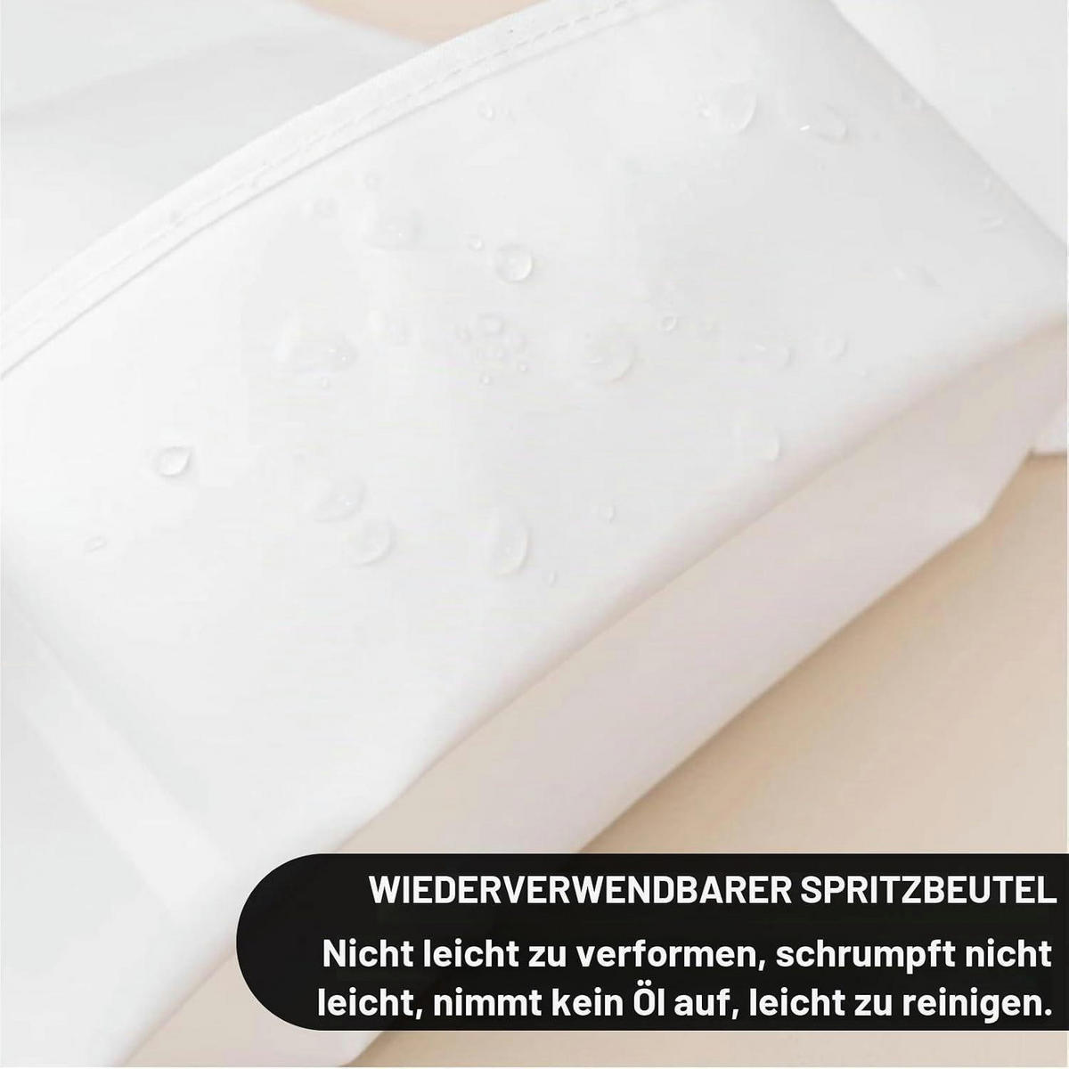 SPRITZBEUTEL Set 2-teilig mit 8 Spritztüllen 40 cm - Weiß, Textil (23/1/40cm)
