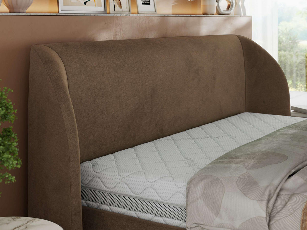 POLSTERBETT CAELA CLASSIC 180/200 - Braun Velvet - Pocket-Matratze - Braun, Textil (180/200cm) - MKS