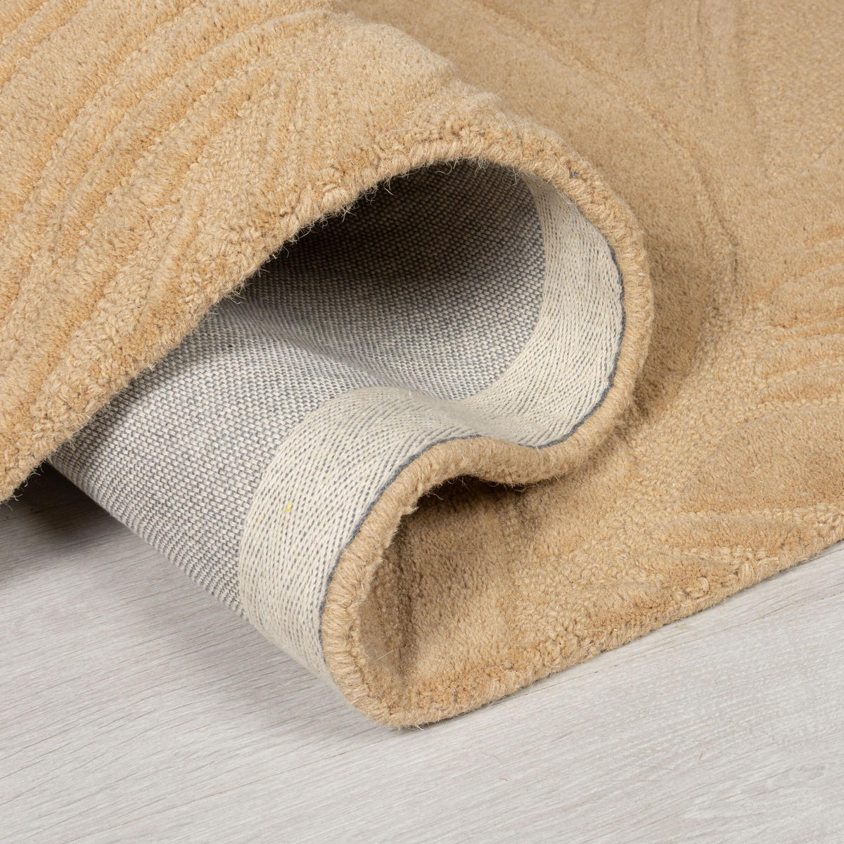 WOLLTEPPICH Blatt-Design, handgetuftet LEVEN LEE, Braun 120x170 cm - Braun, Textil (120/170cm) - KADIMA DESIGN
