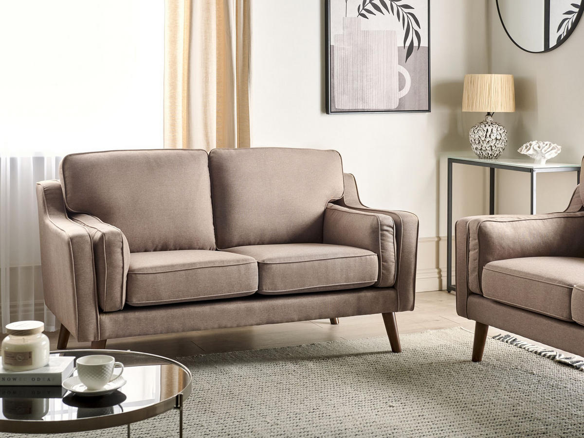 2-SITZER-SOFA hellbraun Lokka - Hellbraun/Braun, Textil (150/85/83cm) - Beliani