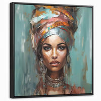 LEINWAND Bilder mit Rahmen - Frau - Kunst - Schmuck - Porträt - 50x50 - Blaugrau, Textil (50/50cm) - MuchoWow