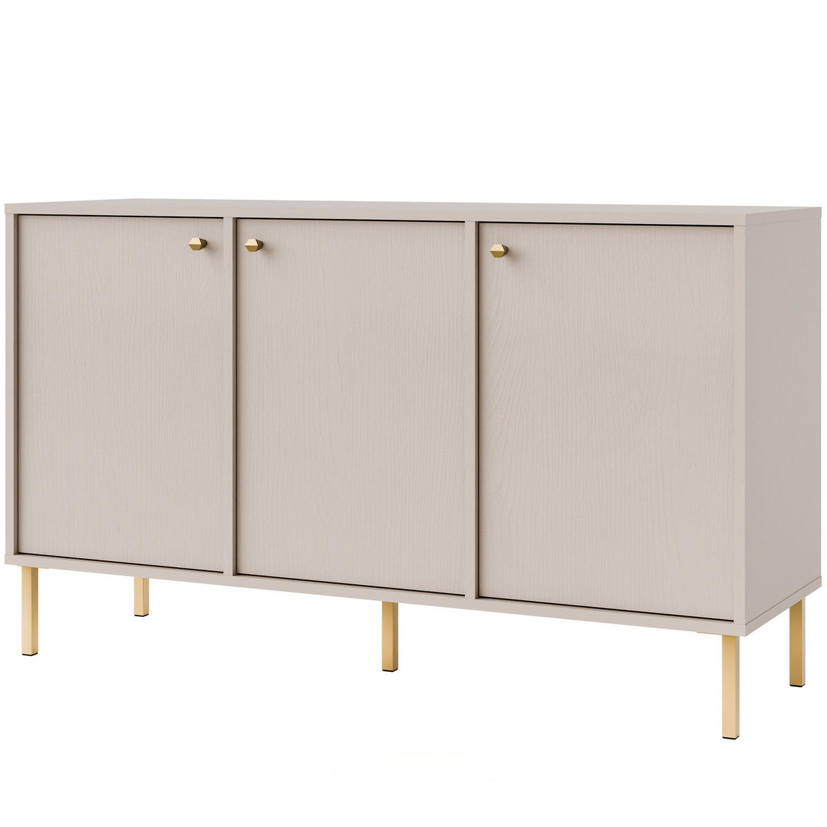 KOMMODE FLOREN, Creme/Gold - Creme, Holzwerkstoff/Metall (124.5/73.9/40.8cm) - KONSIMO®