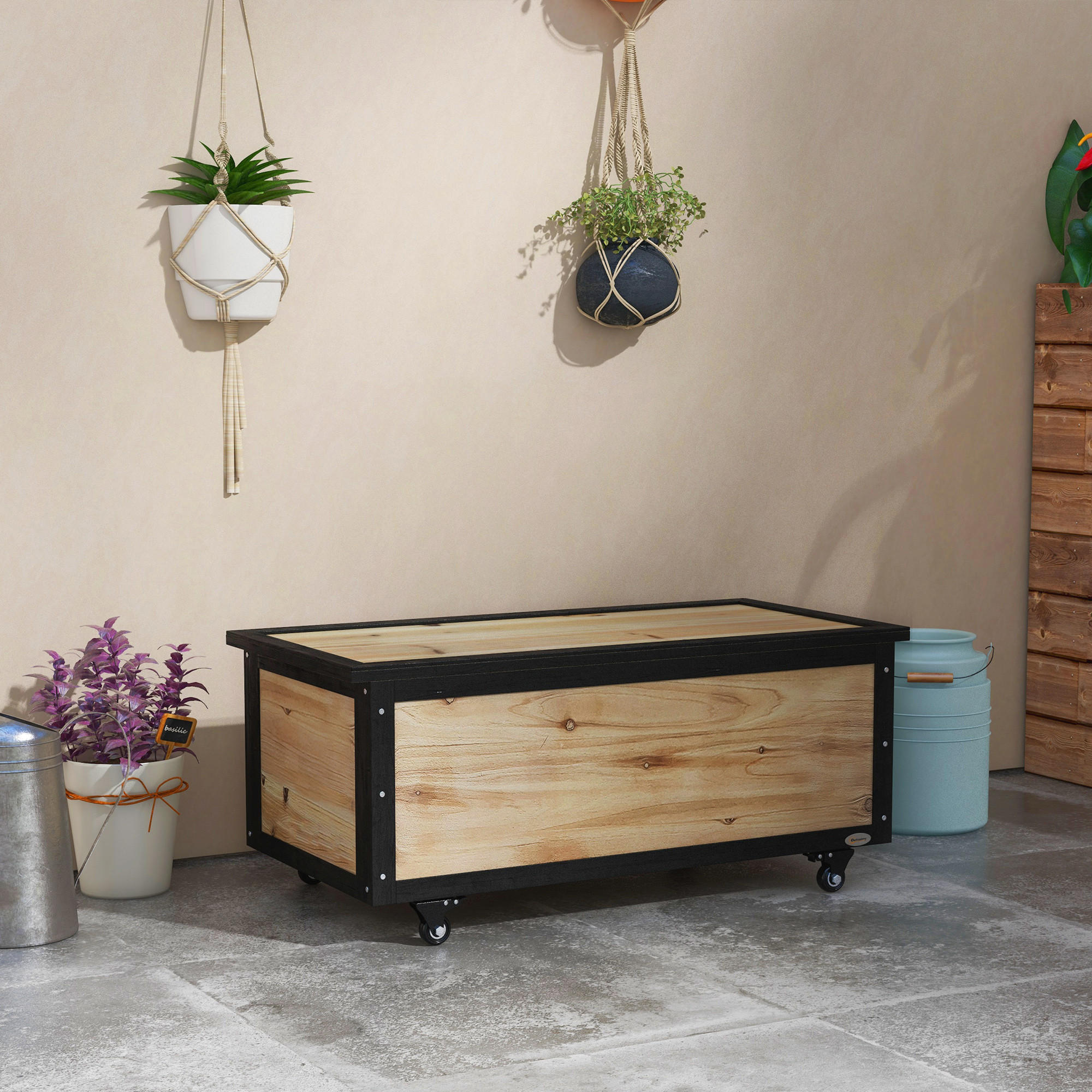 GARTENBOX, Tannenholz, Naturholz - Naturfarben, Holz (50/43/100cm) - Outsunny