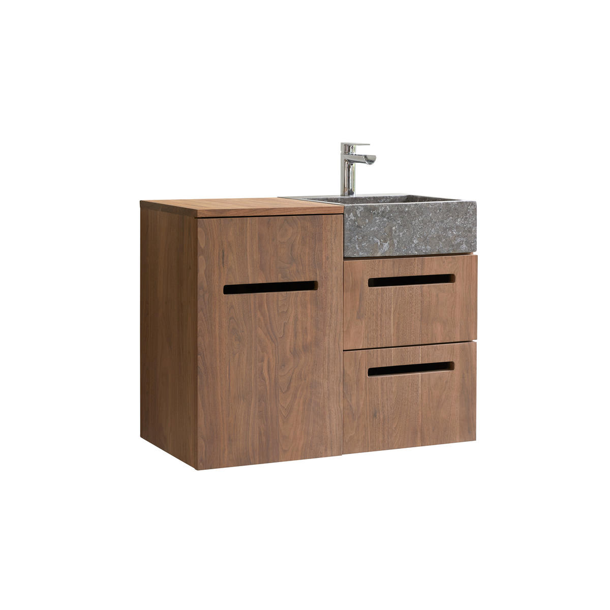 BADEZIMMERMÖBEL Line Dunkelbraun aus Walnuss - Dunkelbraun, Holz (83/66/41cm) - Tikamoon