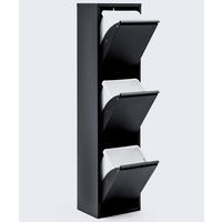 MÜLLEIMER 3 Fach Schwarz Mülltrennsystem aus Metall - Schwarz, Metall (33/136/25cm) - Gowoll