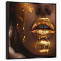 LEINWAND Bilder mit Rahmen - Frau - Gold - Luxus - Porträt - 50x50 - Goldfarben, Textil (50/50cm) - MuchoWow