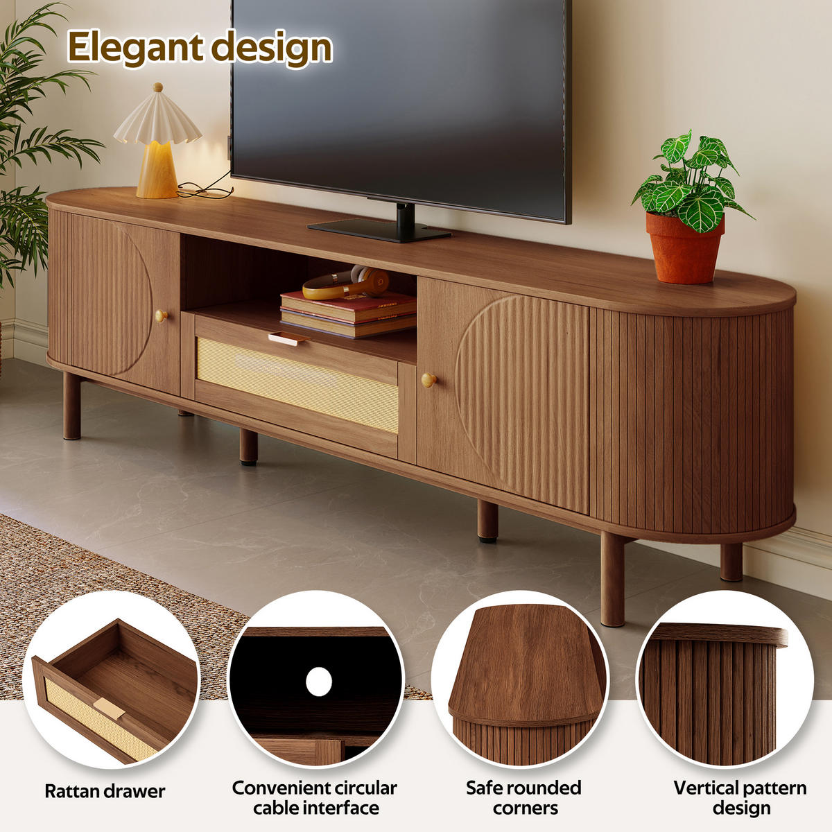 TV-LOWBOARD Nussbaumfarben 175/36/51 cm - Walnussfarben, Holzwerkstoff (175/51/36cm) - PANGIVO
