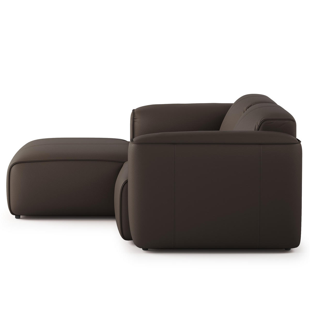ECKSOFA mit XL-Longchair - Dunkelbraun/Schwarz, Leder/Kunststoff (260/171cm) - home24