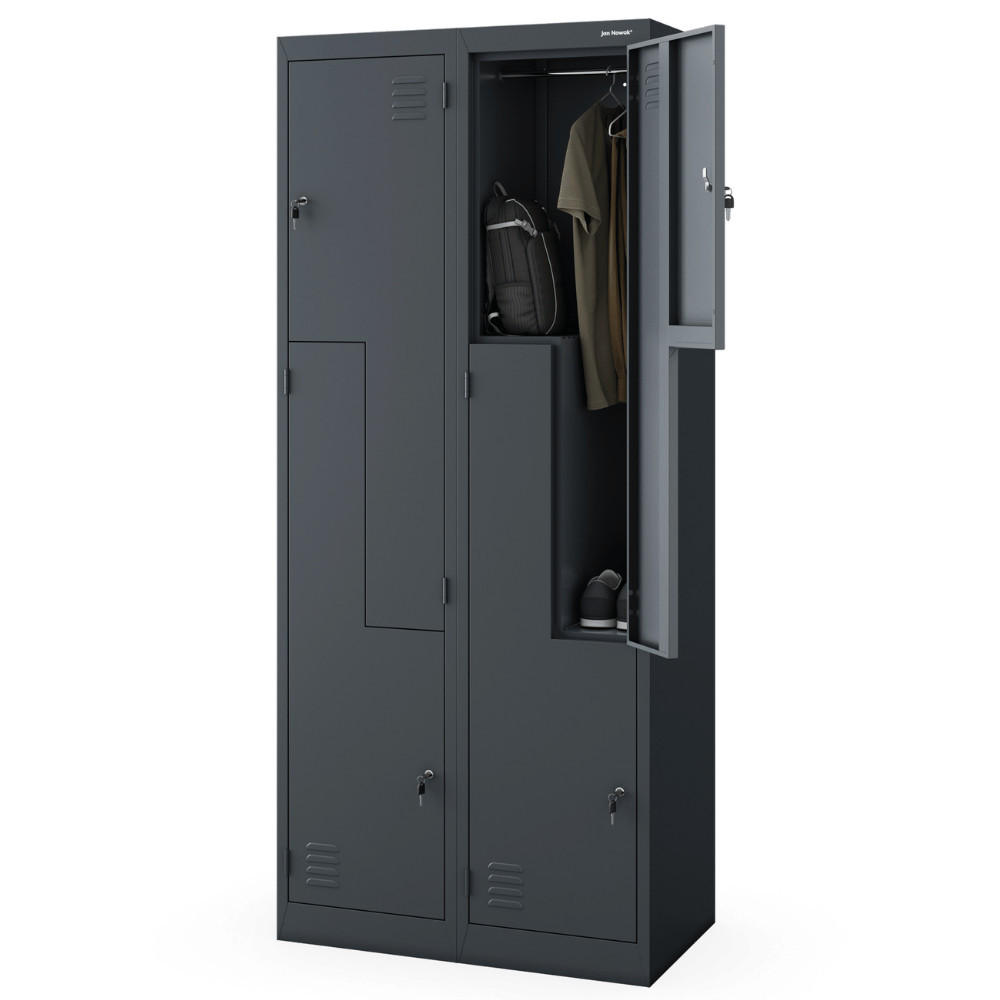 UMKLEIDESCHRANK Spind OSLO 4 Abteile 185x80x45cm Anthrazit - Anthrazit, Metall (80/185/45cm) - DELUKE