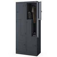 UMKLEIDESCHRANK Spind OSLO 4 Abteile 185x80x45cm Anthrazit - Anthrazit, Metall (80/185/45cm) - DELUKE