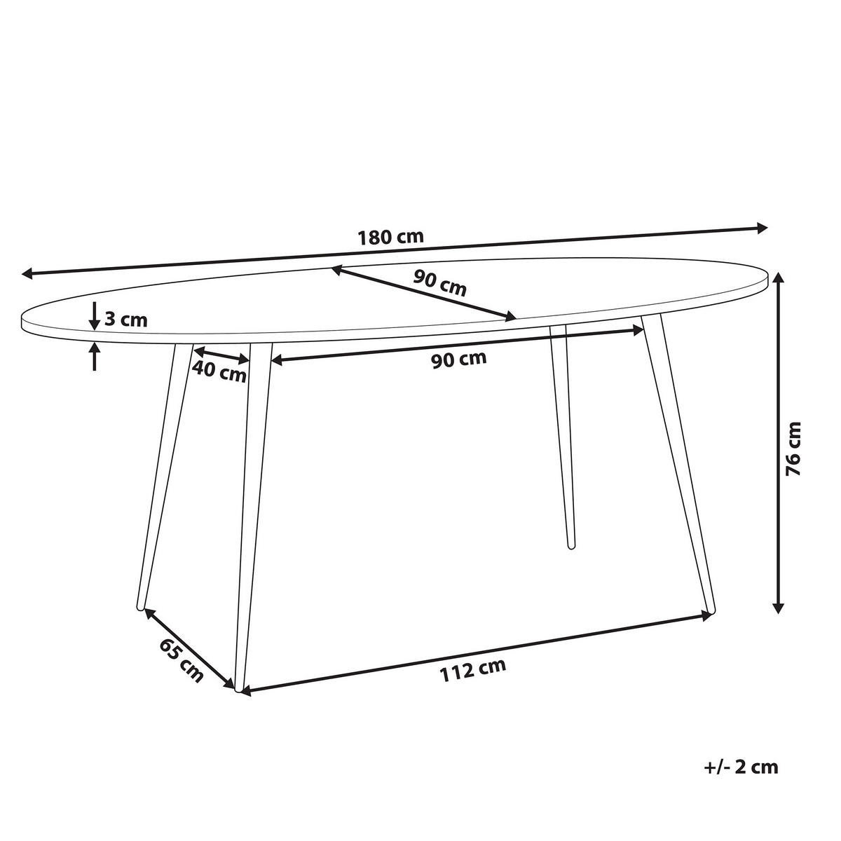 ESSTISCH 180/90/76 cm Dunkelbraun, Schwarz Oval Ottawa - Dunkelbraun, Holzwerkstoff (180/90/76cm) - Beliani