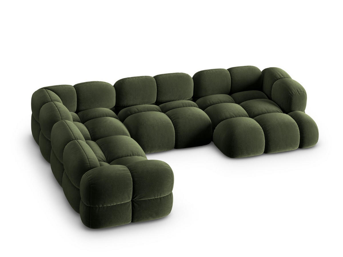 PANORAMASOFA links Loretto aus Samt grün 5 Sitzplätze - Grün, Textil (250/68/345cm) - Cosmopolitan Design