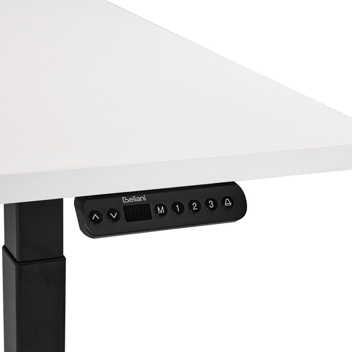 ÍRÓASZTAL fehér-fekete 180/80 cm elektromos állítható magasságú Destin III - fekete/fehér, fa (160/72/128cm) - Beliani