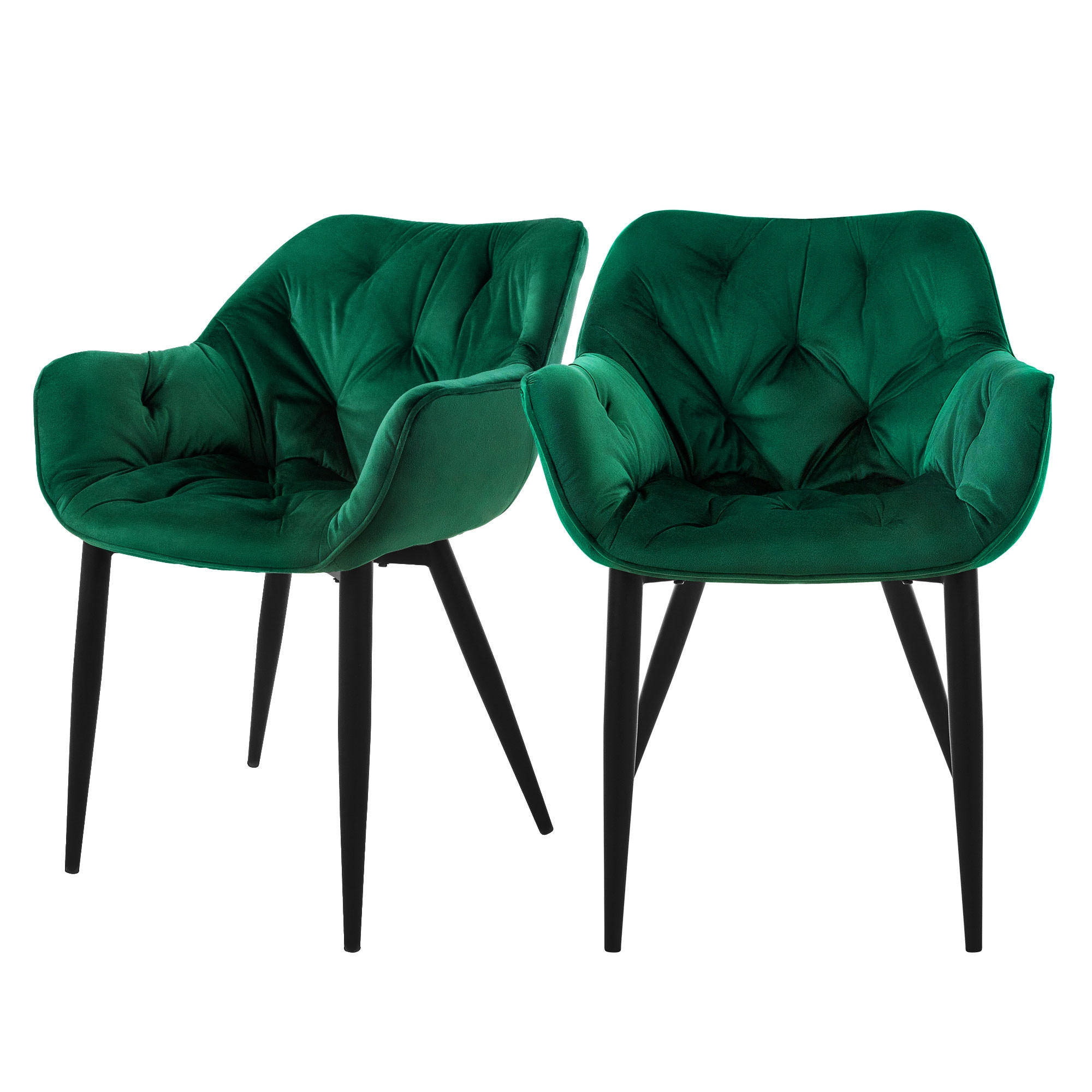 ML-DESIGN JÍDELNÍ ŽIDLE, sada 2 ks, tmavě zelený samet