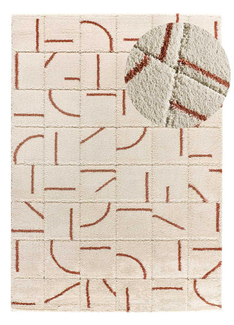 HOCHFLORTEPPICH beige und terrakotta Brenda 160/230 cm - Beige/Terra cotta, Naturmaterialien/Textil (160/230cm) - Atticgo