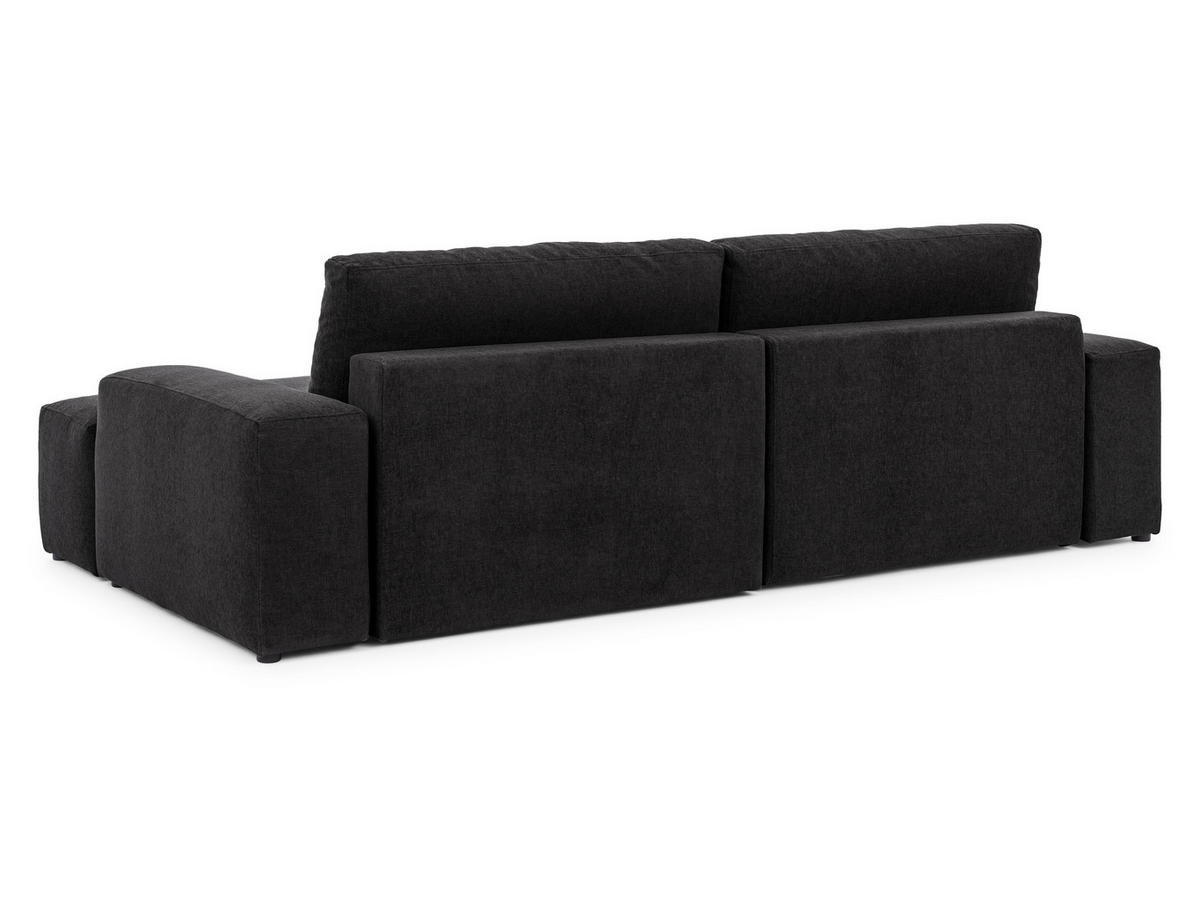 ECKSOFA Lennon aus Schwarz Strukturstoff mit Schlaffunktion und Bettkasten - Schwarz, Holz/Kunststoff (264/137cm) - S-Style