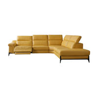 ECKSOFA Texas Echtleder mit 1 x Relaxfunktion Senfgelb - Gelb, Leder/Metall (238/274cm)