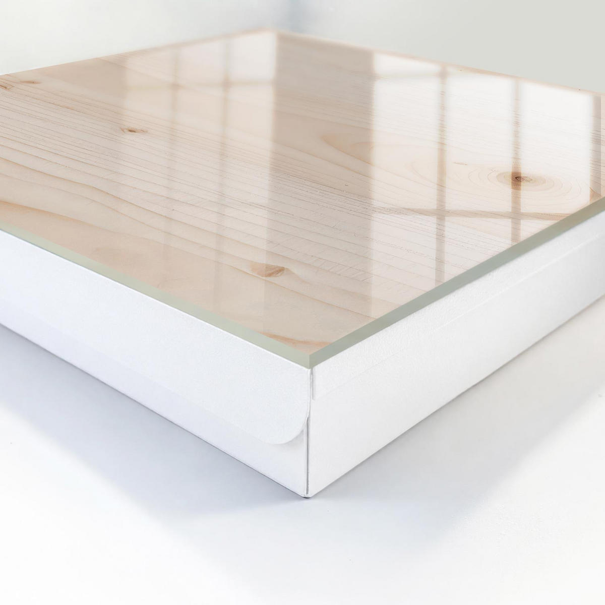 SCHLÜSSELBOX Weiß 30x30 cm – Türöffnung nach rechts - Holzstruktur - Beige, Metall (30/30/5cm) - TULUP
