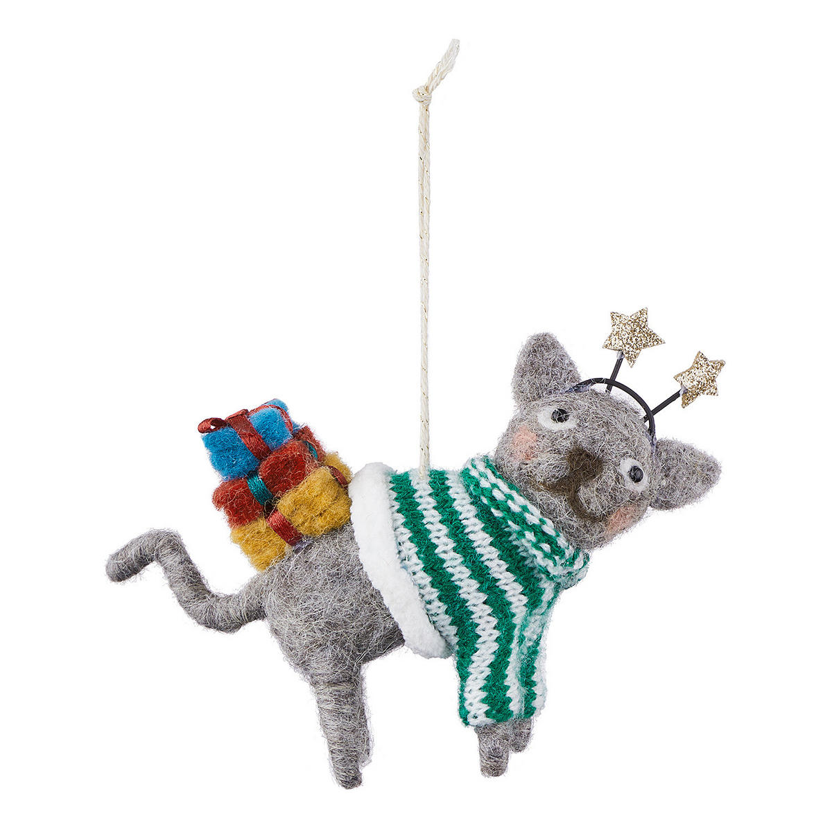 BAUMANHÄNGER Hang On Katze mit Geschenk - Grau, Textil (5/10/11cm) - Butlers