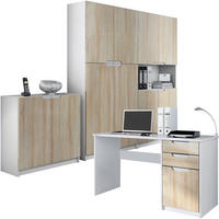 BÜROMÖBELSET Logan Fronten in Eiche sägerau - Eiche San Remo, Holzwerkstoff (246/185/60cm) - Vladon