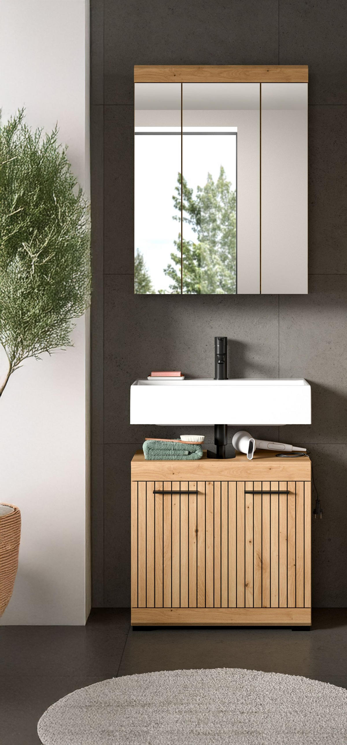 BADEZIMMER Vento 2-tlg. (B/H/T: ca. 60/191/34 cm) in Artisan Eiche /Artisan Eiche - Eiche Artisan, Holz (60/191/34cm)