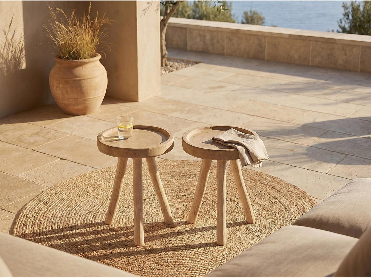 GARTENBEISTELLTISCH - 30 cmcm x 30 cmcm - Holz, Platte - Naturfarben Hell - TULUM - Naturfarben, Holz (30/30/45cm) - Vente-Unique