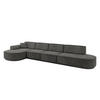 ECKSOFA Ottomane Links MARI-L3-v3 - 413x171x83 cm Dunkelgrau Velours - Dunkelgrau/Schwarz, Holzwerkstoff/Kunststoff (413/171cm) - ALTDECOR