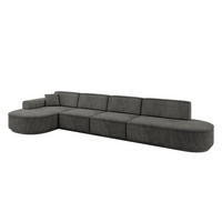 ECKSOFA Ottomane Links MARI-L3-v3 - 413x171x83 cm Dunkelgrau Velours - Dunkelgrau/Schwarz, Holzwerkstoff/Kunststoff (413/171cm) - ALTDECOR