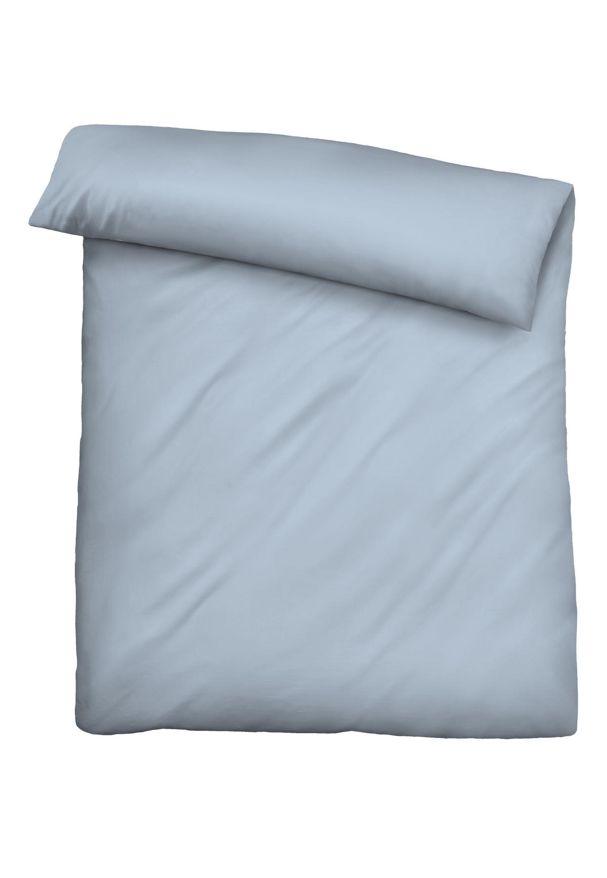 BETTWÄSCHE-GARNITUR Flanell UNI taubenblau, 135x200 cm + 80x80 cm - Blaugrau, Textil (135/200cm) - biberna