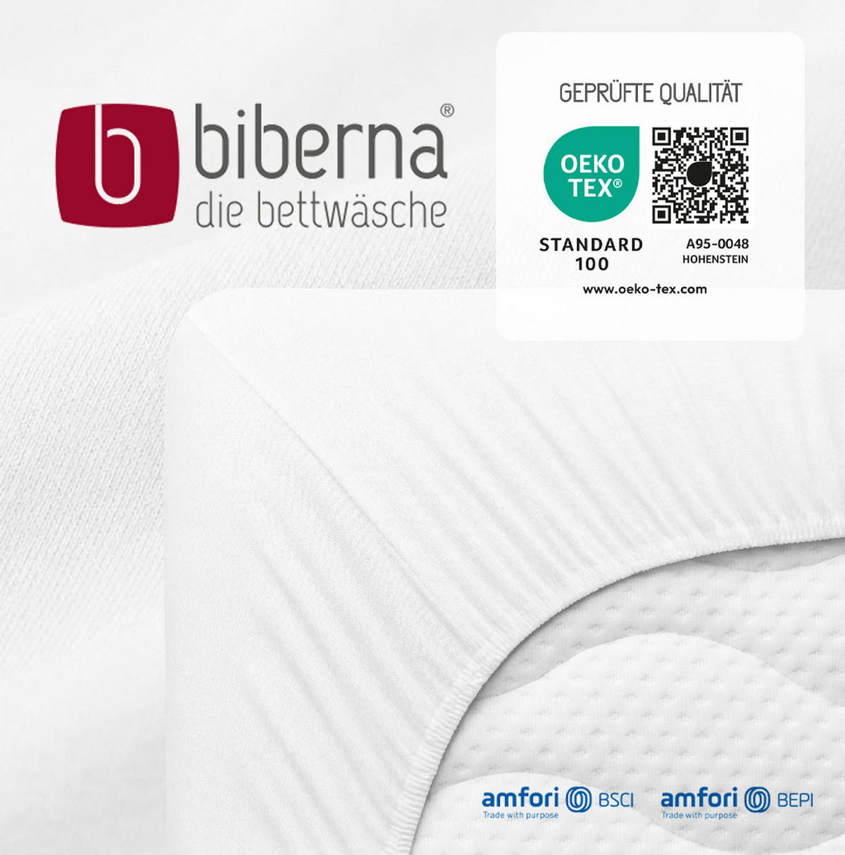 SPANNBETTTUCH Premium Jersey weiss, 60x120 cm - 70x140 cm - Weiß, Textil (70/140cm) - biberna