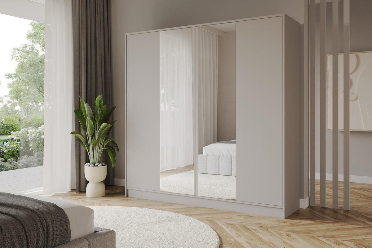 KLEIDERSCHRANK - LUSSO - 200 - Kaschmir - Kaschmir/Goldfarben, Holzwerkstoff (200/200/51cm) - ALTDECOR