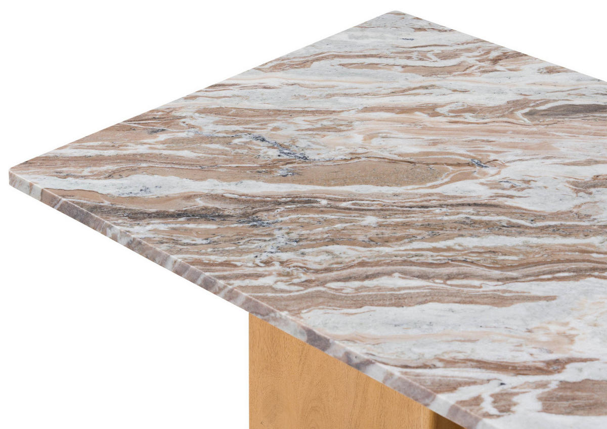 COUCHTISCH Mango 130x70x45 beige lackiert / Marmor beige LUGANO #103 - Beige, Holz (130/70/45cm) - Massivmoebel24